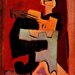 《弹曼陀林的男子》毕加索高清