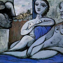 《裸露胸部的女子》毕加索高清欣赏