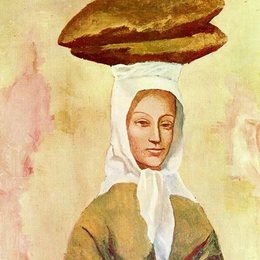 《头顶面包的女子》毕加索高清作品