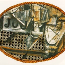 《藤椅和静物》毕加索欣赏高清