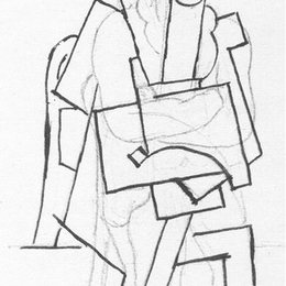 《抱着手坐着的男子》毕加索作品欣赏高清