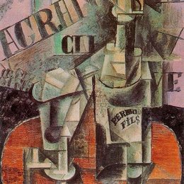 《咖啡桌（酒瓶）》毕加索高清作品