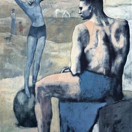 《站在球上的女孩》毕加索高清作品