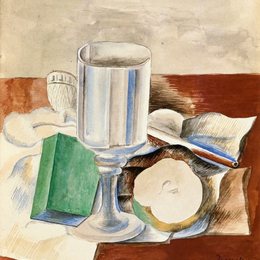 《高脚玻璃杯和苹果》毕加索作品欣赏