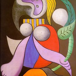 《女子和鲜花》毕加索作品高清