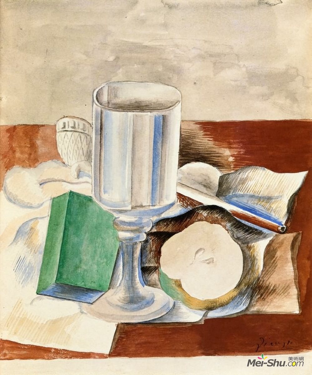 高脚玻璃杯和苹果毕加索作品欣赏