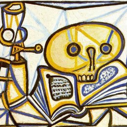 《头骨、书籍和油灯》毕加索作品欣赏