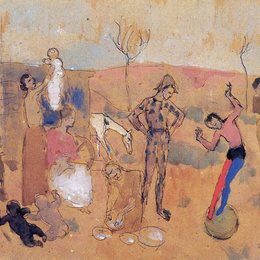 《杂技演员一家》毕加索高清欣赏