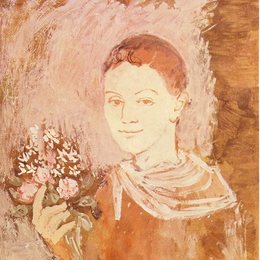 《手里拿着鲜花的男孩》毕加索欣赏高清