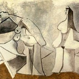 《两位坐着的裸女》毕加索高清艺术作品