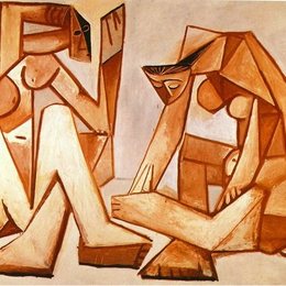 《海滩上的两个裸女》毕加索高清欣赏