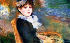 《坐在海边岸上的女子》雷诺阿(Renoir)高清艺术作品