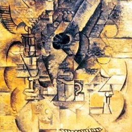 《底座、眼镜、杯子和曼陀林》毕加索(Picasso)作品高清