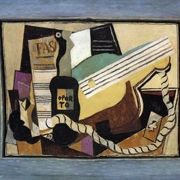 《玻璃瓶、吉他和扑克牌》毕加索艺术作品高清