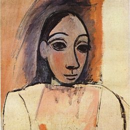 《裸露胸部的女子》毕加索作品欣赏高清