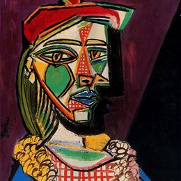 《戴贝雷帽、穿格子裙的玛丽&middot;泰蕾兹&middot;沃尔特》毕加索作品欣赏高清