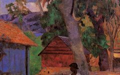 《木屋旁的洗衣妇》高更(Paul Gauguin)高清作品