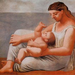 《海边的女人和孩子》毕加索高清作品