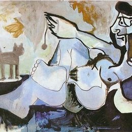 《躺着的裸女和猫》毕加索高清