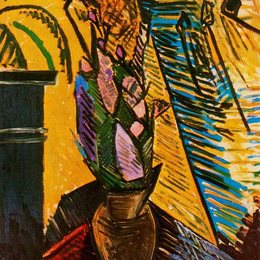 《桌子上的鲜花》毕加索艺术作品高清