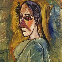 《裸露胸部的亚维农女子》毕加索高清