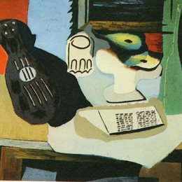 《吉他、玻璃杯和果盘》毕加索高清作品