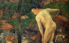 《两名沐浴的女孩》高更(Paul Gauguin)作品欣赏