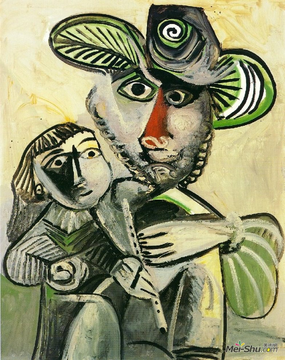 《父亲和女儿》毕加索(picasso)高清欣赏_巴勃罗·毕加索作品_巴勃罗