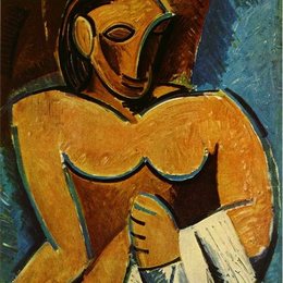 《拿着毛巾的裸女》毕加索艺术作品高清