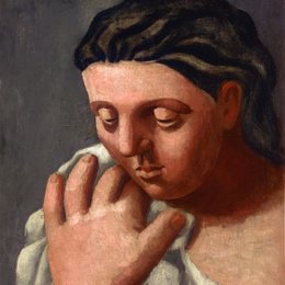 《女子头像和手部》毕加索高清作品