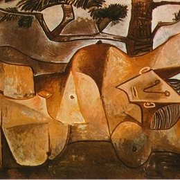 《躺在松树下的裸女》毕加索作品欣赏高清