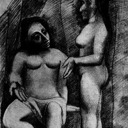 《坐着和站着的裸女》毕加索欣赏高清