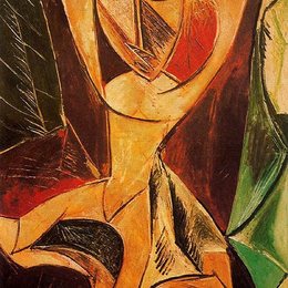 《举着手的裸体（亚维农的舞者）》毕加索作品高清