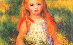 《女孩与鲜花》雷诺阿(Renoir)艺术作品高清