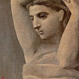 《举着手臂挺着胸部的女子》毕加索欣赏高清