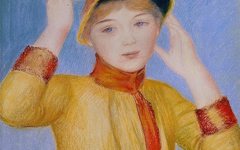 《女子半身像（黄色衣服）》雷诺阿(Renoir)艺术作品高清