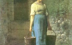《拎水的妇女》米勒油画作品欣赏