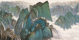 苗重安-群峰竞秀 飞泉争流