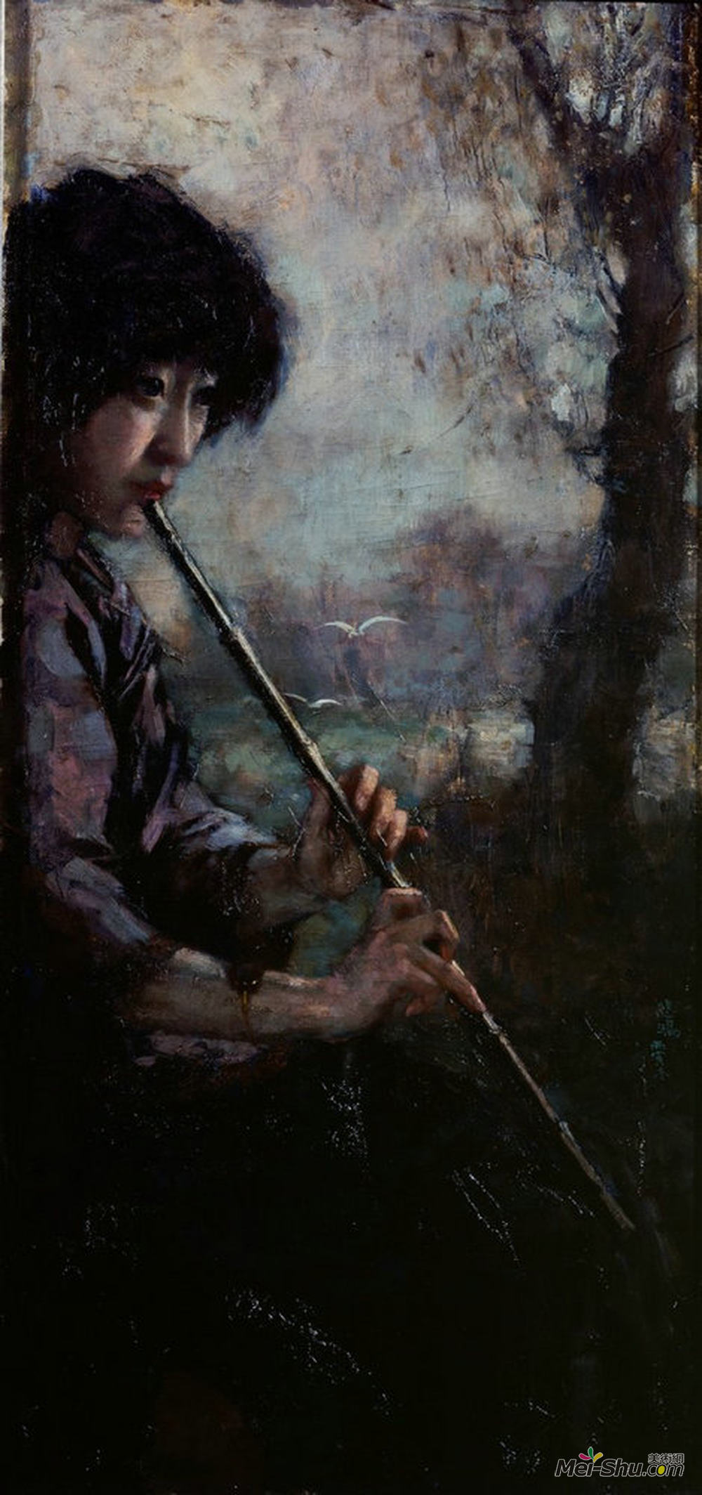 徐悲鸿-箫声_徐悲鸿作品_徐悲鸿官网_艺术家_美术网-mei-shu.com