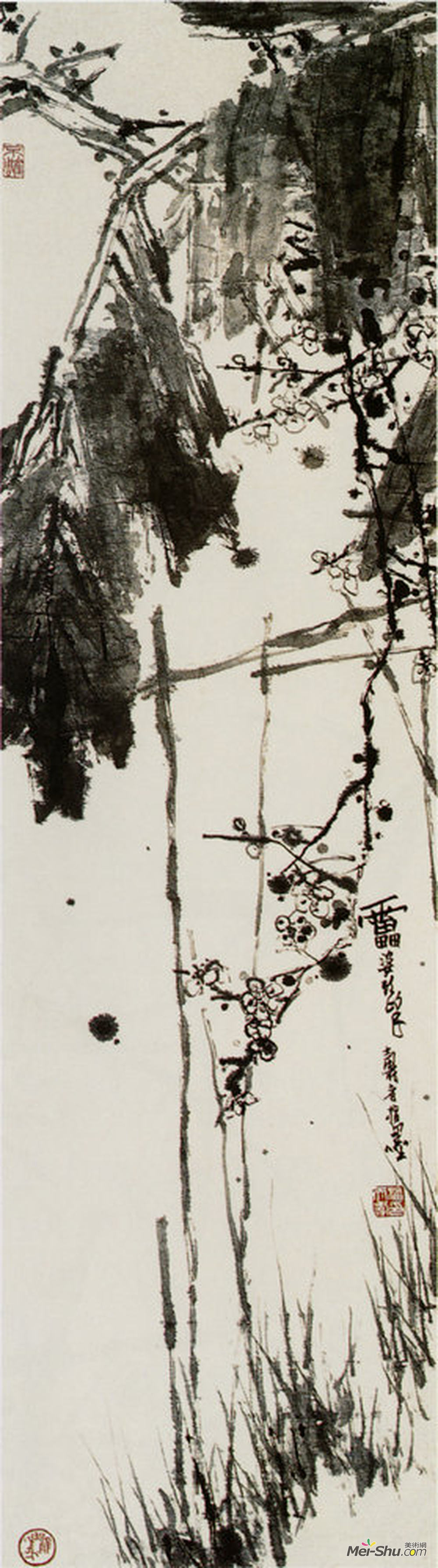 福袋 売れ残り 潘天寿-梅花芭蕉_潘天寿作品_潘天寿官网_艺术家_美术网-Mei-shu.com 絵画/タペストリー