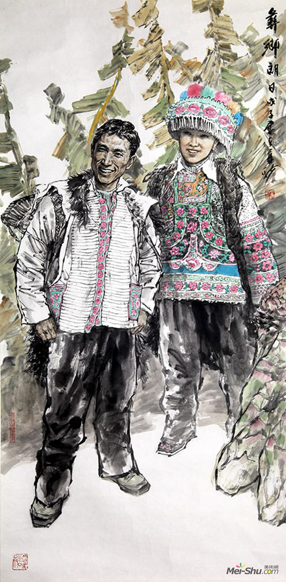 苗再新作品《彝乡朗日》_苗再新作品_苗再新官网_艺术家_美术网-mei